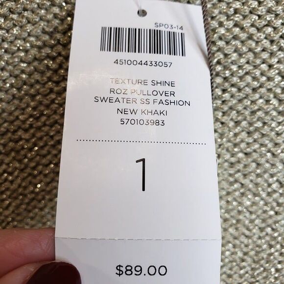 Beautiful NEW Chicos Gold Metallic Knit Short Sleeve Sweater womens 1 M Holiday - Picture 8 of 10